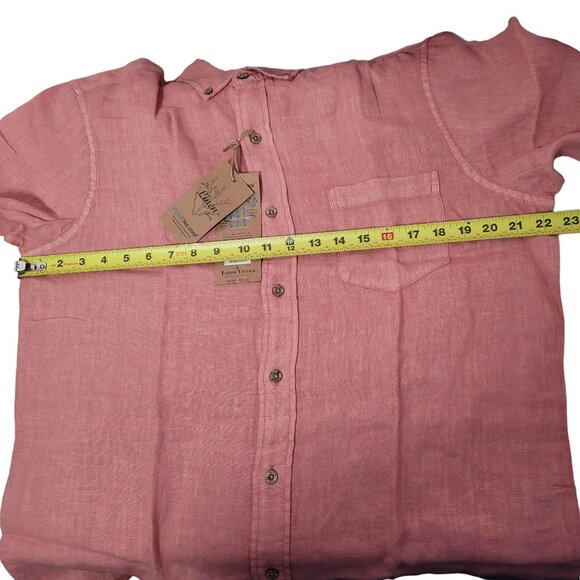 Tailor Vintage Men's Pure Tec Button Down Shirt Dusty Rose Linen Size Medium - Picture 8 of 9